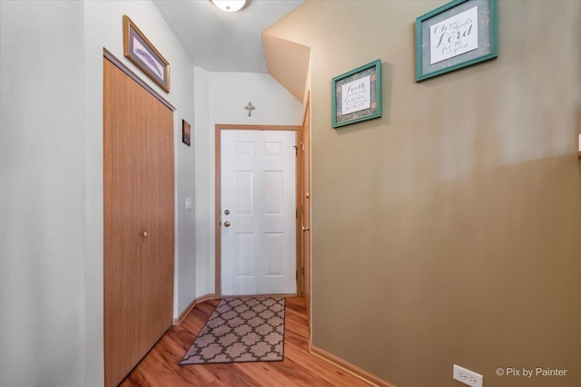 doorway featuring light wood-type flooring