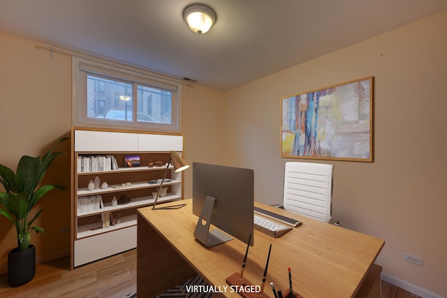 office space featuring hardwood / wood-style flooring