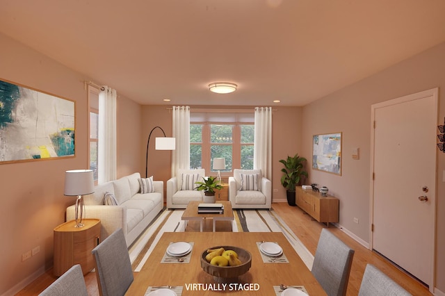 living room with light wood-type flooring