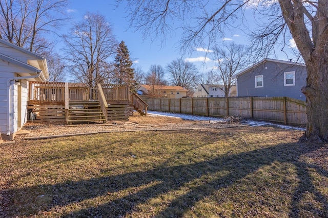 view of yard with a deck