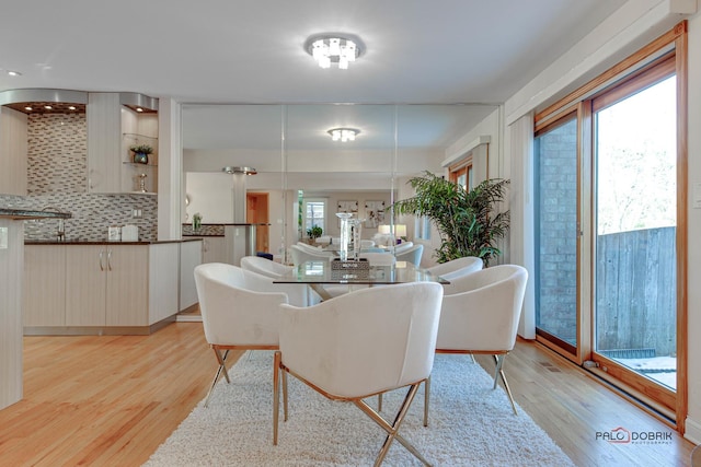 dining area featuring light hardwood / wood-style floors