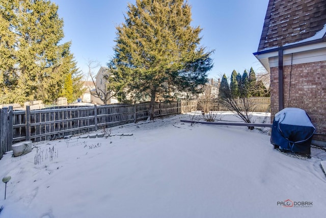 view of yard covered in snow