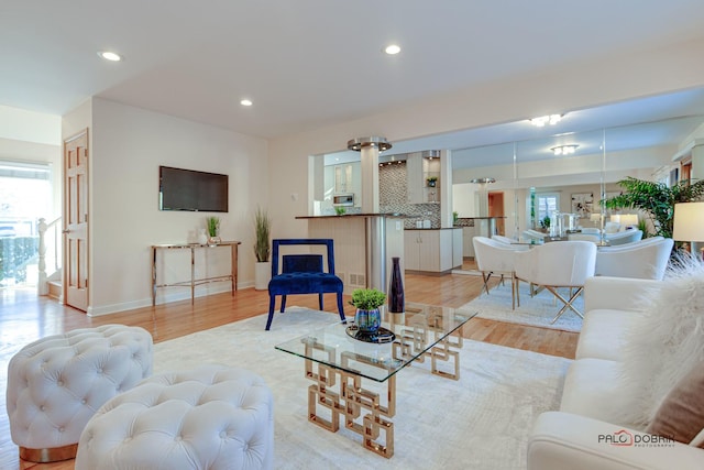 living room featuring light hardwood / wood-style flooring