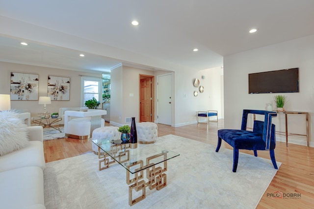 living room with hardwood / wood-style flooring