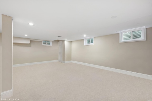 basement featuring carpet floors