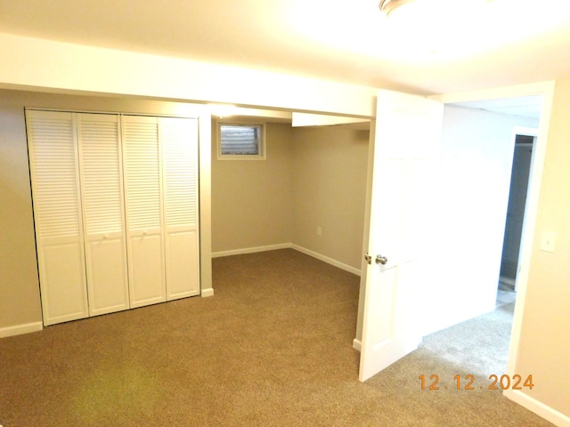 basement with light carpet