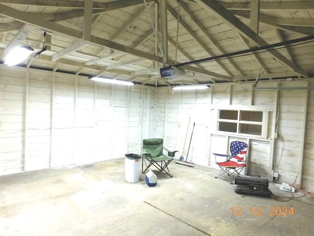 garage with a garage door opener