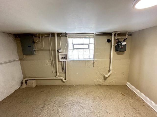 basement with electric panel