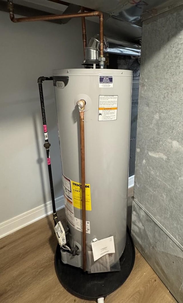 utility room featuring water heater