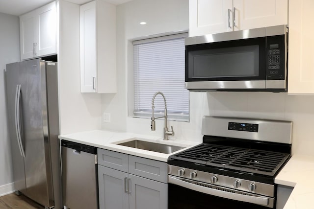 kitchen featuring sink, white cabinetry, and stainless steel appliances