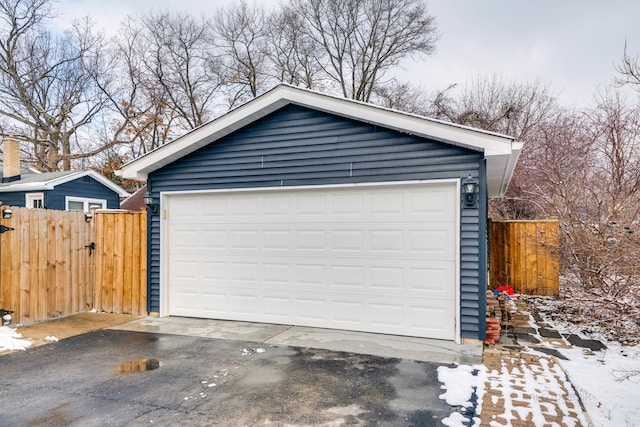 view of snow covered garage