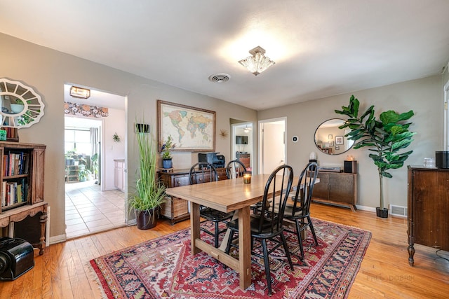 dining room with light hardwood / wood-style flooring