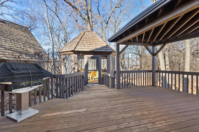 deck featuring a gazebo