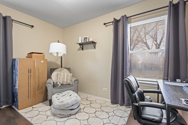 office with light hardwood / wood-style floors