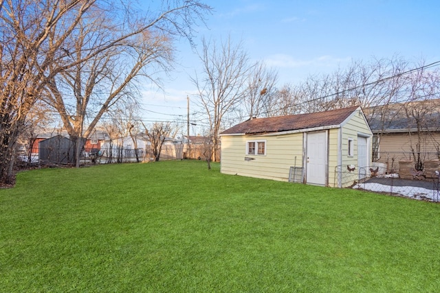 view of yard with a storage shed