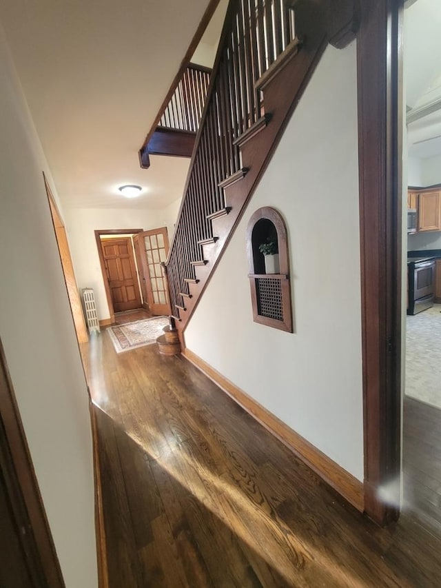 entryway with wood-type flooring