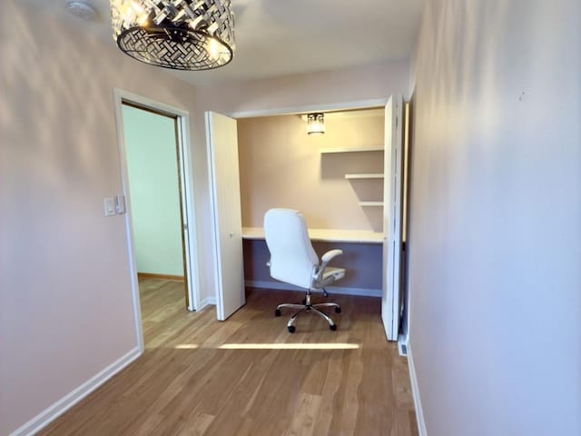 home office featuring wood-type flooring