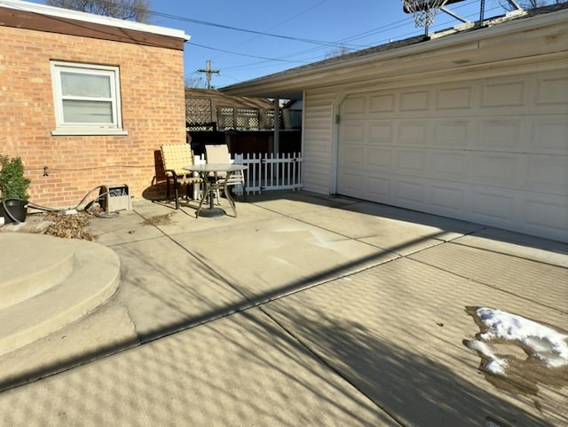 exterior space with a garage