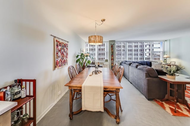 dining room with expansive windows