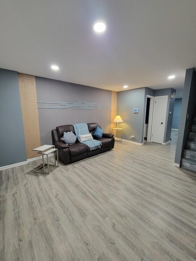 living room featuring light hardwood / wood-style floors