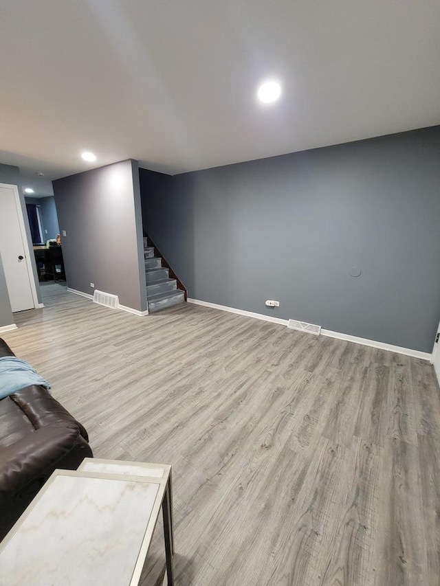 living room with light wood-type flooring