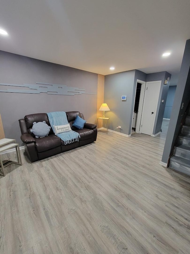 living room featuring light wood-type flooring