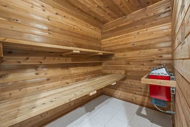 view of sauna with tile patterned flooring