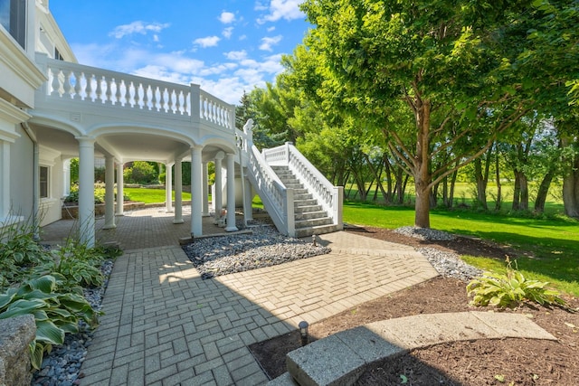 view of patio / terrace with stairway