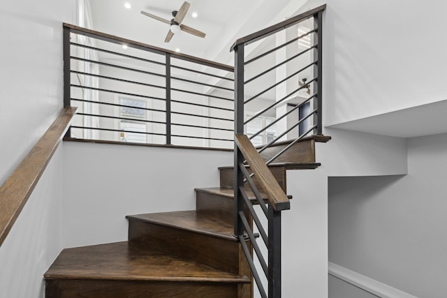 staircase with ceiling fan