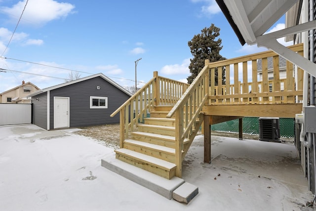 exterior space with an outdoor structure and central AC unit