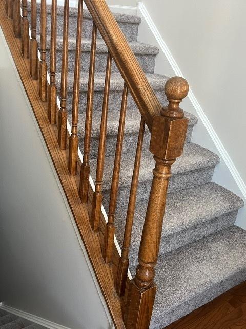 stairway with wood-type flooring