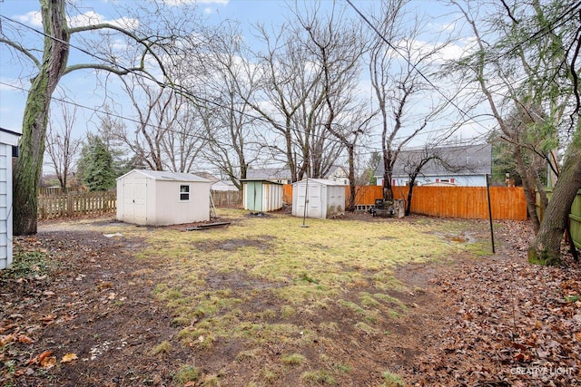 view of yard with a storage unit