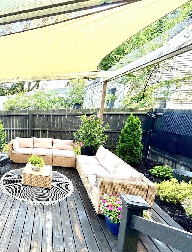 deck with an outdoor living space