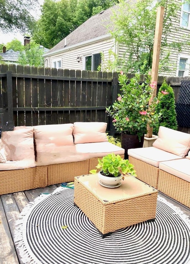 exterior space featuring outdoor lounge area