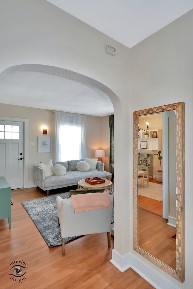 living room featuring wood-type flooring