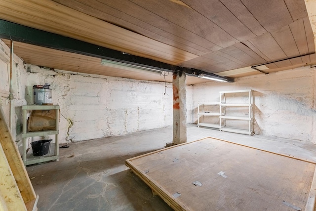 basement with wood ceiling