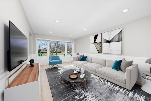 living room with hardwood / wood-style floors