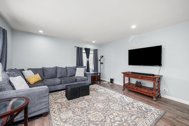 living room with hardwood / wood-style floors