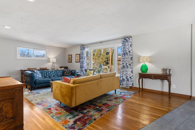 living room featuring light wood-type flooring