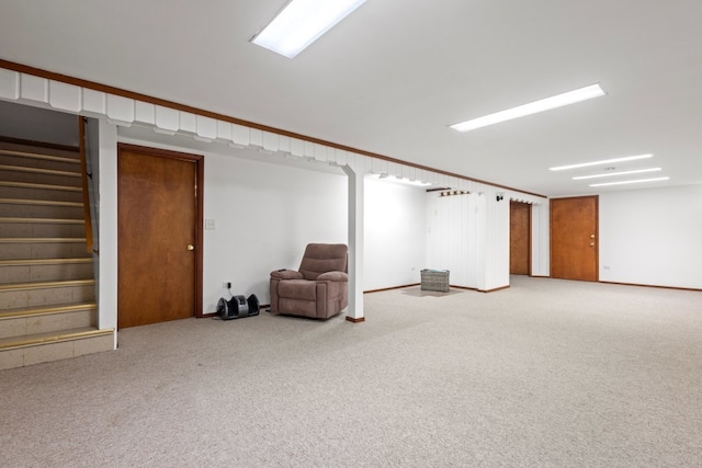 basement featuring carpet floors