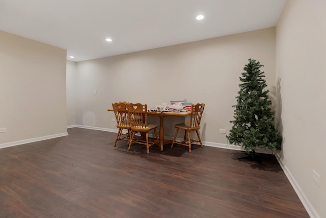 dining area featuring dark wood-type flooring