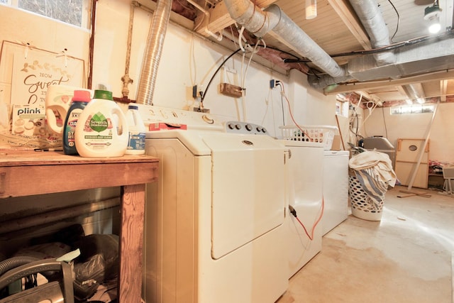 washroom featuring washer and dryer