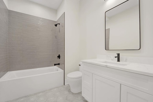 full bathroom featuring tile patterned flooring, vanity, toilet, and shower / bath combination