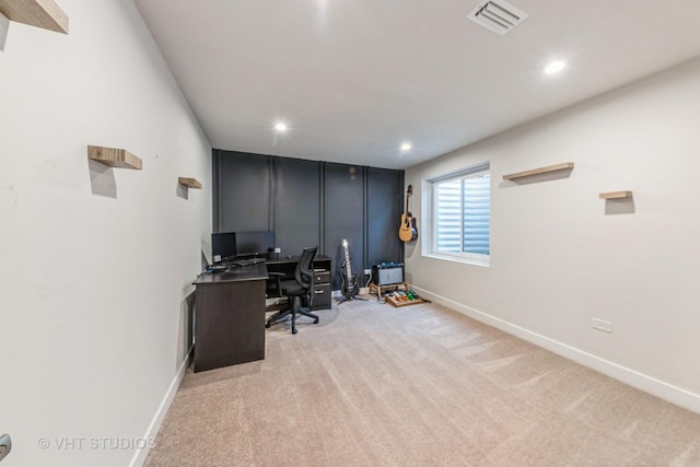 view of carpeted office space