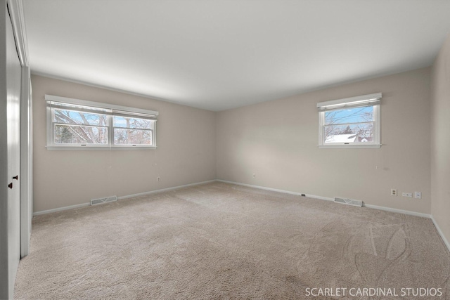 spare room featuring light carpet and a healthy amount of sunlight