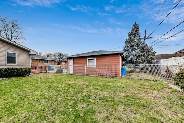 view of yard with a wooden deck