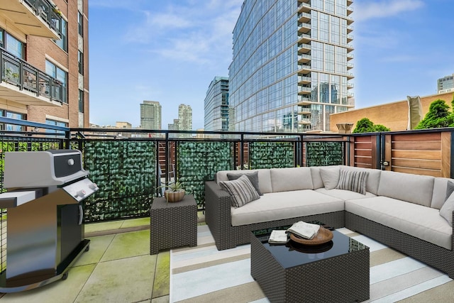 exterior space with a balcony and an outdoor hangout area