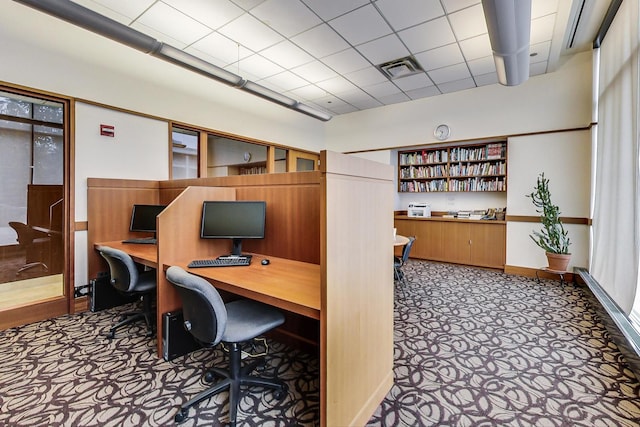 office area featuring built in desk