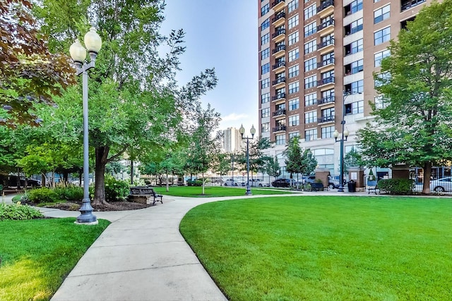 view of home's community with a yard