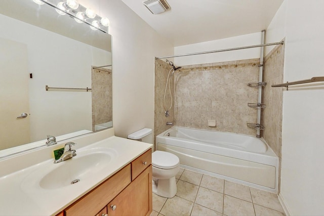 full bathroom with toilet, tile patterned flooring, shower / washtub combination, and vanity